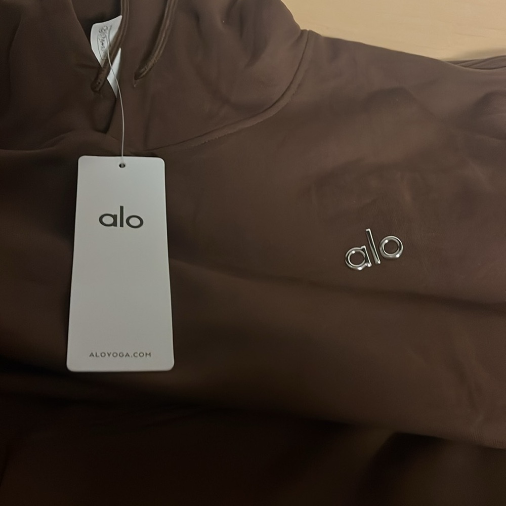 Alo YOGA Hoodie espresso brown lounge sweatshirt drawstring nwt small - Picture 5 of 9